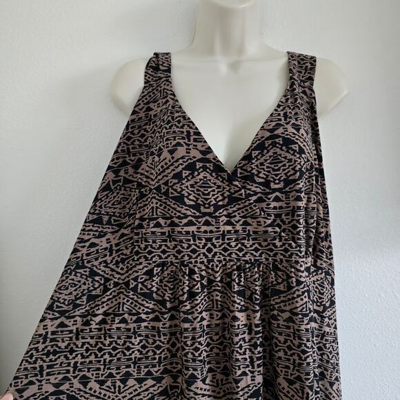 Vintage Iolani Tribal Pint Sleeveless Maxi Hawaiian Dress Size 1X Brown Jersey - Picture 3 of 10